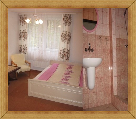 SAK Hotel dla pary Olsztyn pokój z łożem małżeńskim i łazienką.